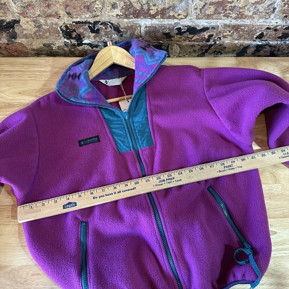Vintage 90s Columbia Womens Fleece Made in USA Size Small Purple Zip Up Aztec - Picture 8 of 13